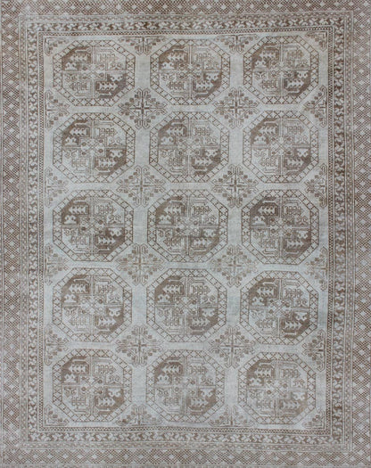 Turkish Rug With Multi - Medallions in Tribal Ersari Design With Brown & Neutrals. Keivan Woven Arts - Square shape Antique Turkish rug with Medallion and geometric Solar/Ersari design, rug EN - 293, country of origin / type: Turkey / Tribal, circa 1920 ... - Keivan Woven ArtsEN - 293 - 3429Rug
