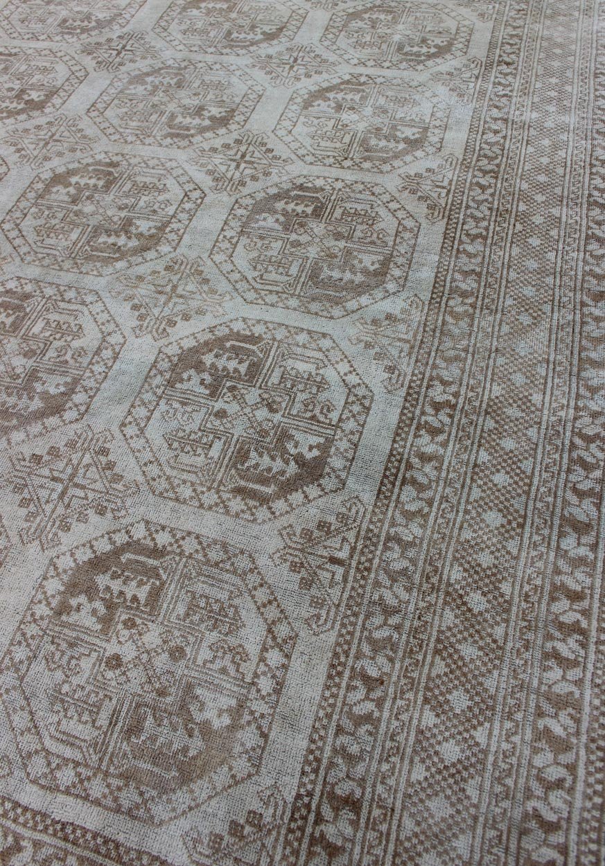 Turkish Rug With Multi - Medallions in Tribal Ersari Design With Brown & Neutrals. Keivan Woven Arts - Square shape Antique Turkish rug with Medallion and geometric Solar/Ersari design, rug EN - 293, country of origin / type: Turkey / Tribal, circa 1920 ... - Keivan Woven ArtsEN - 293 - 3429Rug