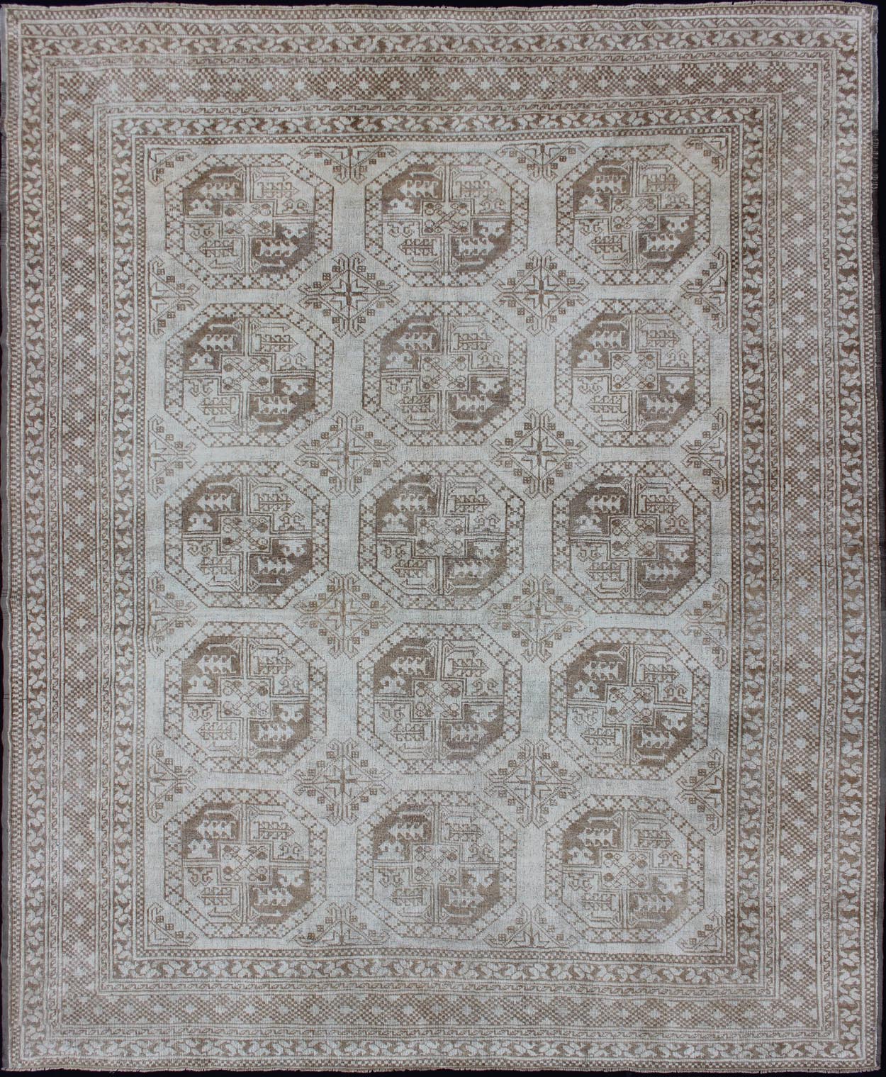 Turkish Rug With Multi - Medallions in Tribal Ersari Design With Brown & Neutrals. Keivan Woven Arts - Square shape Antique Turkish rug with Medallion and geometric Solar/Ersari design, rug EN - 293, country of origin / type: Turkey / Tribal, circa 1920 ... - Keivan Woven ArtsEN - 293 - 3429Rug