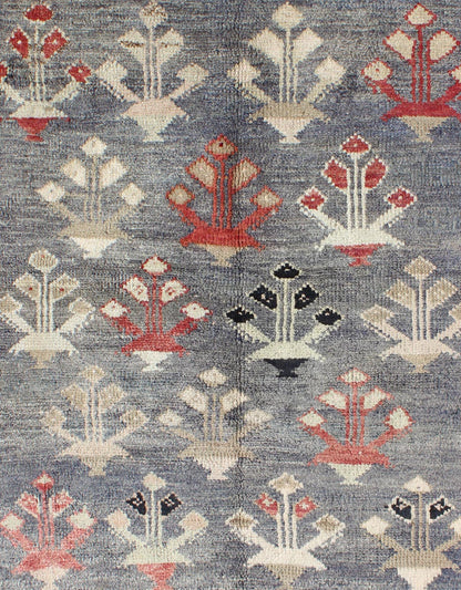 Vintage Turkish Oushak Rug in Red, Gray, Blue - Gray, Taupe and Ivory kwarugs Vintage Turkish Oushak rug in red, blue - gray, onyx, taupe and ivory, rug en - 322, country of origin / type: Turkey / Oushak, circa 1940 This vintage Turkish Oushak... - Keivan Woven ArtsEN - 322 - 4394Rug