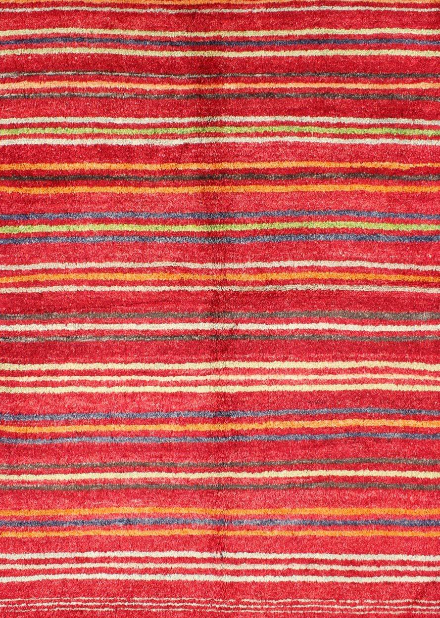 Turkish Tulu Carpet with Colorful Striped Pattern in Red, Orange, Blue, Green Striped Colored Tulu Carpet from Turkey in Blue, Green and Orange rug/en - 3271 origin/turkey This charming high - pile Tulu rug is handwoven from wool in a soft an... - Keivan Woven ArtsEN - 3271 - 5460Rug