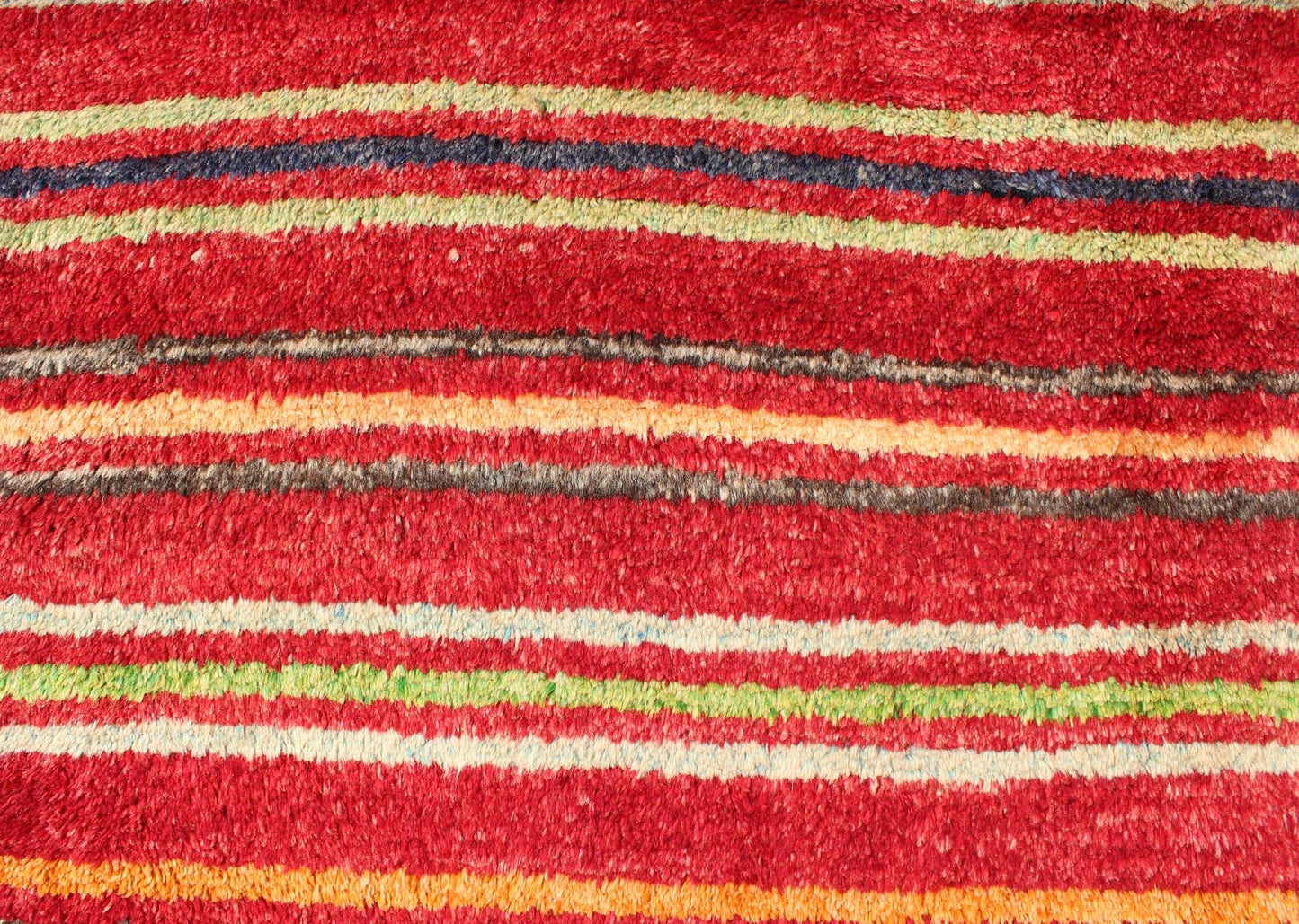 Turkish Tulu Carpet with Colorful Striped Pattern in Red, Orange, Blue, Green Striped Colored Tulu Carpet from Turkey in Blue, Green and Orange rug/en - 3271 origin/turkey This charming high - pile Tulu rug is handwoven from wool in a soft an... - Keivan Woven ArtsEN - 3271 - 5460Rug