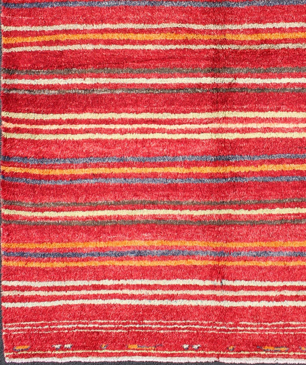 Turkish Tulu Carpet with Colorful Striped Pattern in Red, Orange, Blue, Green Striped Colored Tulu Carpet from Turkey in Blue, Green and Orange rug/en - 3271 origin/turkey This charming high - pile Tulu rug is handwoven from wool in a soft an... - Keivan Woven ArtsEN - 3271 - 5460Rug