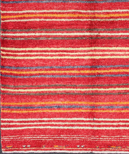 Turkish Tulu Carpet with Colorful Striped Pattern in Red, Orange, Blue, Green Striped Colored Tulu Carpet from Turkey in Blue, Green and Orange rug/en - 3271 origin/turkey This charming high - pile Tulu rug is handwoven from wool in a soft an... - Keivan Woven ArtsEN - 3271 - 5460Rug