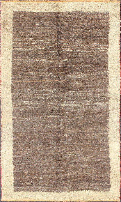 Modern & Minimalist Design Turkish Vintage Tulu Rug in Light Taupe and Brown. Vintage Tulu Turkish rug in Minimalist design and modern design with solid brown field rug EN - 3301. Keivan Woven Arts / country of origin / type: Turkey / Tulu, circa ... - Keivan Woven ArtsEN - 3301 - 5478Rug