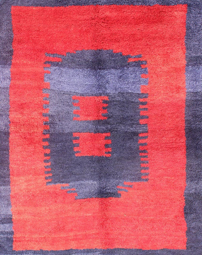 Turkish Tulu Rug with Modern Minimalist Design in Blue, Red and Luxurious Wool. Measures: 4'2 x 5'5 Fine wool and great condition Turkish Tulu Rug with a Modern Design, Keivan Woven Arts/ rug EN - 3305, country of origin / type: Turkey / T... - Keivan Woven ArtsEN - 3305 - 5482Rug