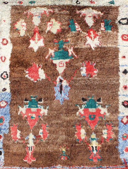 Colorful Antique Tulu Rug with Angora Wool Blend and Modern Tribal Design. Keivan Woven Arts Rug / EN - 3307. Mid - 20th Century Turkish Tulu Rug. Measures: 4'1 x 5'5. This antique Tulu rug showcases a free - spirited design with stunning colors of blu... - Keivan Woven ArtsEN - 3307 - 5492Rug