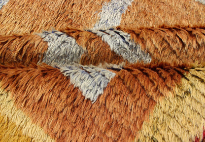 This vintage Tulu from mid - 20th century Turkey boasts an interconnected tribal pattern. The multi - tiered pattern consists of ivory outlines set on a light orange field. The contrast of color adds a particular depth to accentuate the unique style of thi... - Keivan Woven ArtsEN - 3313 - 5514Rug