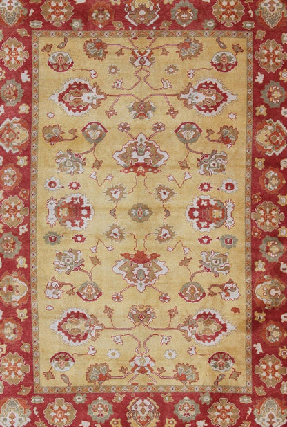 Turkish Oushak Rug with Red and Gold Color Palette and All - Over Flower Design. Turkish Oushak Rug, Keivan Woven Arts / rug EN - 340, country of origin / type: Turkey / Oushak. Measures: 10'10 x 15'. This traditional Oushak rug from Turkey f... - Keivan Woven ArtsEN - 340 - 4406Rug