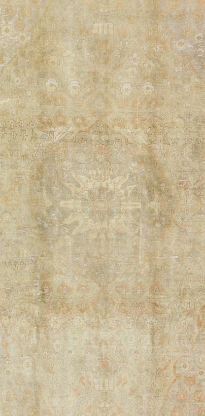 Faded Vintage Turkish Oushak Rug with Medallion, Florals and Taupe Background, rug en - 3960, country of origin / type: Turkey / Oushak, circa mid - 20th century This faded vintage Oushak rug (circa mid - 20th century) features an intricately beautifu... - Keivan Woven ArtsEN - 3960 - 110Rug