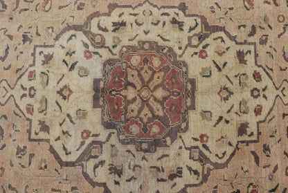 Turkish Oushak Rug Vintage with Layered Medallion in Ivory, Red, Blue and Olive, rug en - 421, country of origin / type: Turkey / Oushak, circa mid - 20th century This vintage Turkish Oushak rug (circa mid - 20th century) features a unique blend of co... - Keivan Woven ArtsEN - 421 - 4824Rug