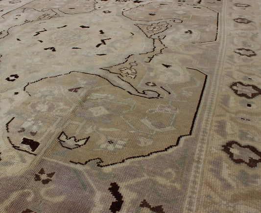 Earthy Vintage Turkish Oushak Carpet with Multi - Medallions and Neutral Colors Vintage Turkish Oushak Carpet in Neutral Colors rug/en - 4365 origin/turkey kwarugs Produced in mid - 20th century Turkey, this earthy vintage Oushak is characte... - Keivan Woven ArtsEN - 4365 - 1622Rug