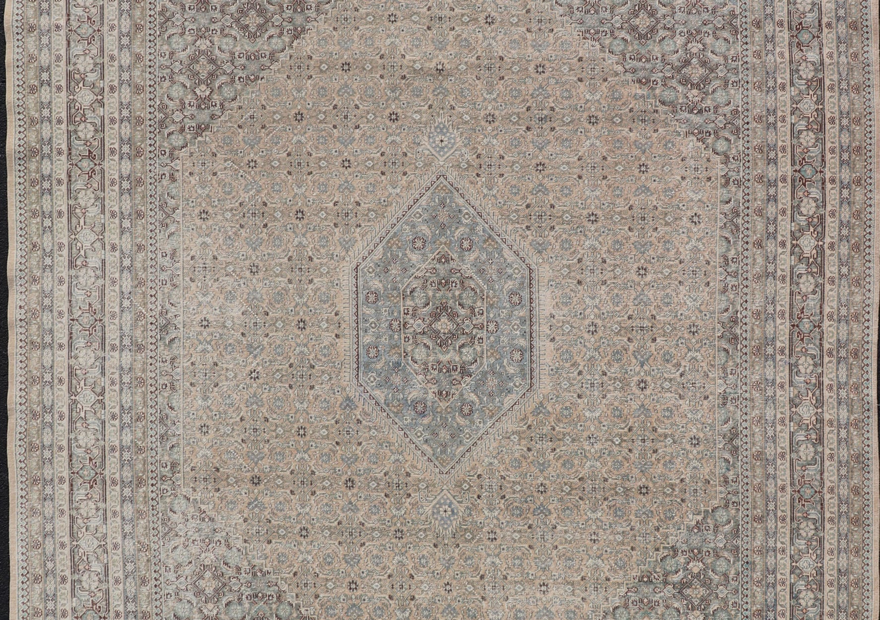 Measures: 8'9 x 12'2 Antique Persian Tabriz Rug with All - Over Herati Design With Medallion Design. Antique Persian Tabriz Rug with All - Over Design Keivan Woven Arts Collection Keivan Woven Arts / rug EN - 4653, country of origin / type: Iran / Tabriz... - Keivan Woven ArtsEN - 4653 - 21615