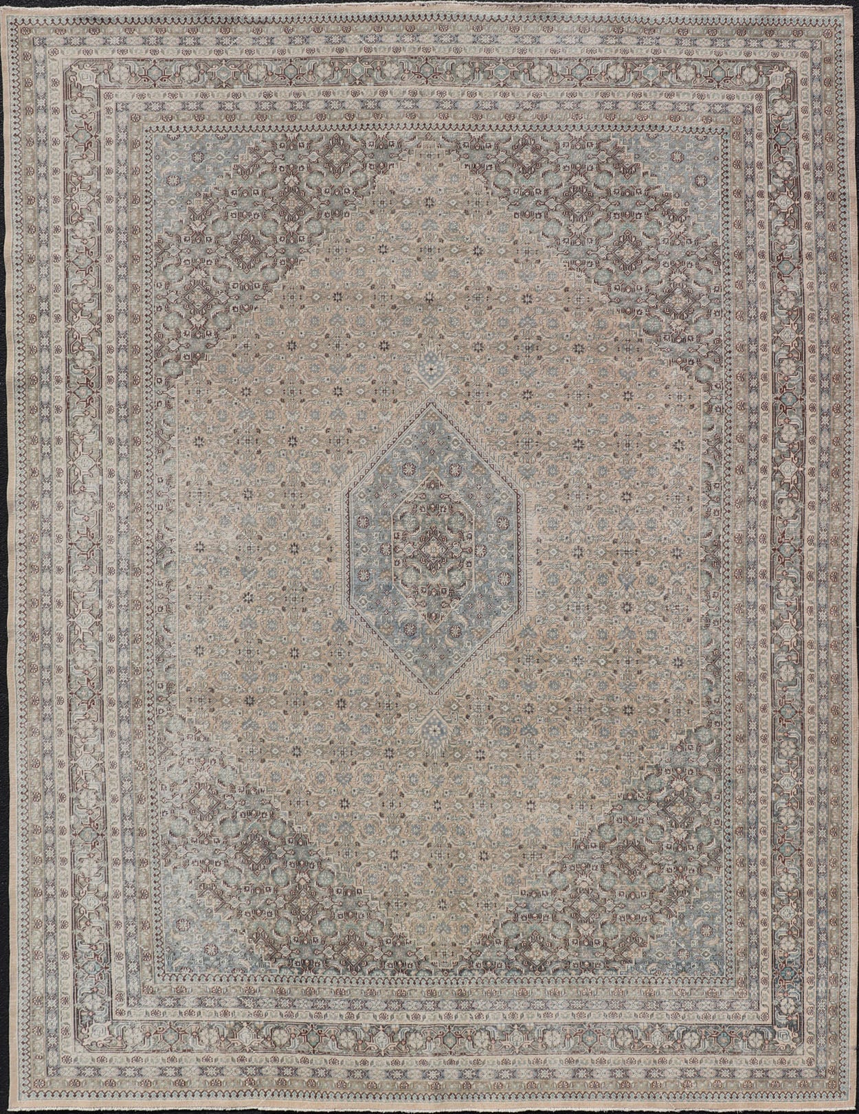 Measures: 8'9 x 12'2 Antique Persian Tabriz Rug with All - Over Herati Design With Medallion Design. Antique Persian Tabriz Rug with All - Over Design Keivan Woven Arts Collection Keivan Woven Arts / rug EN - 4653, country of origin / type: Iran / Tabriz... - Keivan Woven ArtsEN - 4653 - 21615