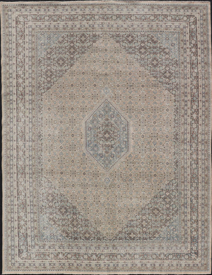 Measures: 8'9 x 12'2 Antique Persian Tabriz Rug with All - Over Herati Design With Medallion Design. Antique Persian Tabriz Rug with All - Over Design Keivan Woven Arts Collection Keivan Woven Arts / rug EN - 4653, country of origin / type: Iran / Tabriz... - Keivan Woven ArtsEN - 4653 - 21615