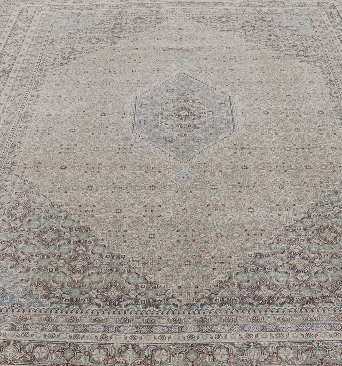 Measures: 8'9 x 12'2 Antique Persian Tabriz Rug with All - Over Herati Design With Medallion Design. Antique Persian Tabriz Rug with All - Over Design Keivan Woven Arts Collection Keivan Woven Arts / rug EN - 4653, country of origin / type: Iran / Tabriz... - Keivan Woven ArtsEN - 4653 - 21615