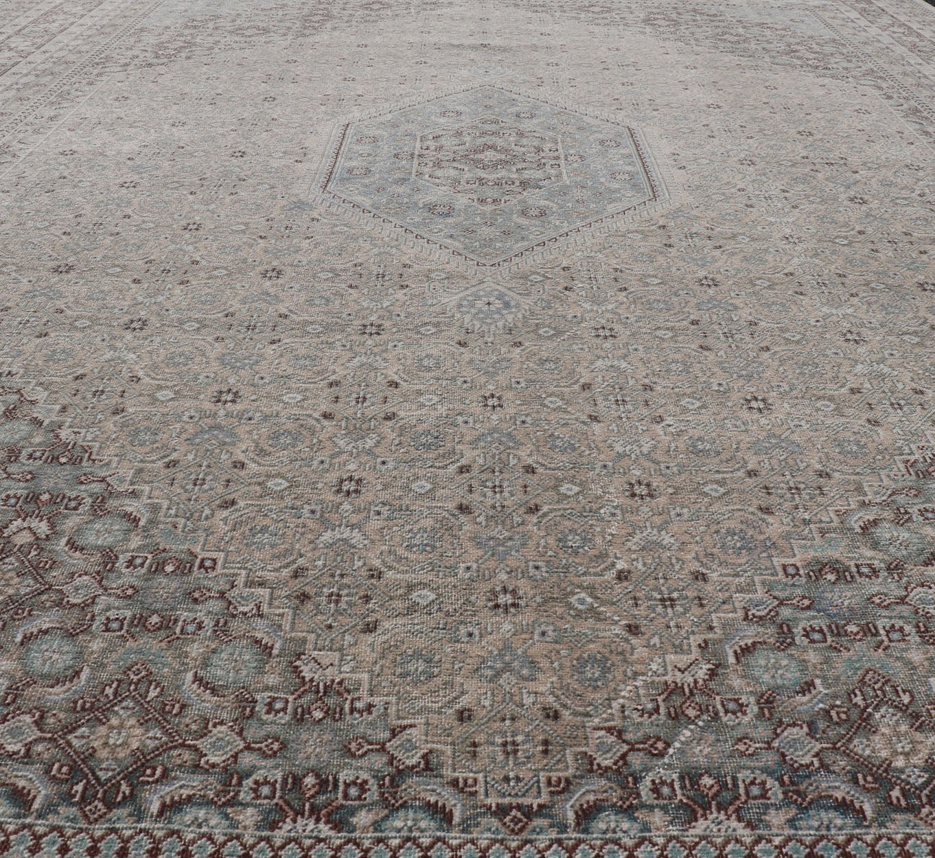 Measures: 8'9 x 12'2 Antique Persian Tabriz Rug with All - Over Herati Design With Medallion Design. Antique Persian Tabriz Rug with All - Over Design Keivan Woven Arts Collection Keivan Woven Arts / rug EN - 4653, country of origin / type: Iran / Tabriz... - Keivan Woven ArtsEN - 4653 - 21615