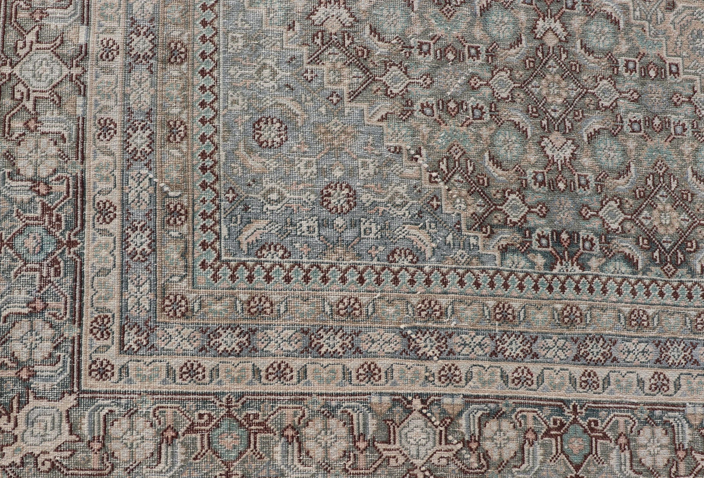 Measures: 8'9 x 12'2 Antique Persian Tabriz Rug with All - Over Herati Design With Medallion Design. Antique Persian Tabriz Rug with All - Over Design Keivan Woven Arts Collection Keivan Woven Arts / rug EN - 4653, country of origin / type: Iran / Tabriz... - Keivan Woven ArtsEN - 4653 - 21615
