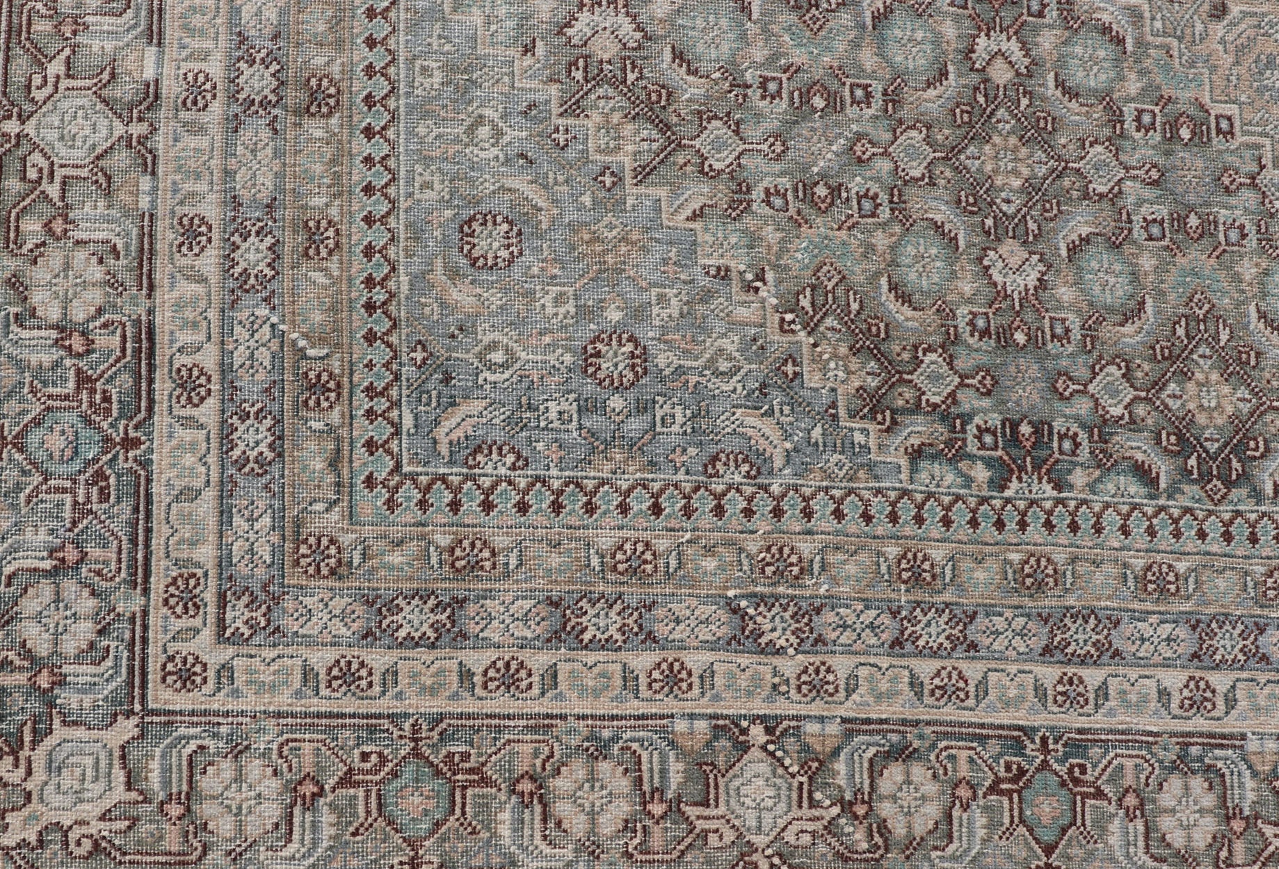 Measures: 8'9 x 12'2 Antique Persian Tabriz Rug with All - Over Herati Design With Medallion Design. Antique Persian Tabriz Rug with All - Over Design Keivan Woven Arts Collection Keivan Woven Arts / rug EN - 4653, country of origin / type: Iran / Tabriz... - Keivan Woven ArtsEN - 4653 - 21615