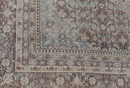 Measures: 8'9 x 12'2 Antique Persian Tabriz Rug with All - Over Herati Design With Medallion Design. Antique Persian Tabriz Rug with All - Over Design Keivan Woven Arts Collection Keivan Woven Arts / rug EN - 4653, country of origin / type: Iran / Tabriz... - Keivan Woven ArtsEN - 4653 - 21615