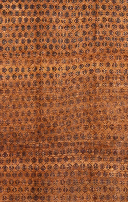 Vintage Turkish Kars rug with modern Latticework pattern in shades of brown, Keivan Woven Arts / rug EN - 480, country of origin / type: Turkey / Oushak, circa mid - 20th century. Set on a brown field with an all - over modern/Mid - Century Modern patte... - Keivan Woven ArtsEN - 480 - 6608Rug