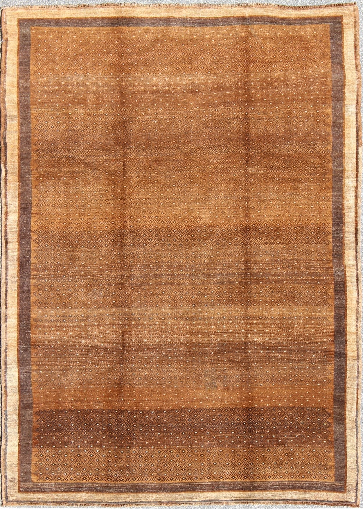 Vintage Turkish Kars Rug With All - Over Small Tribal Design in Shades of Brown's. Keivan Woven Arts / rug EN - 484, country of origin / type: Turkey / Oushak, circa mid - 20th century. Set on a brown field with an all - over modern/tribal pattern, this... - Keivan Woven ArtsEN - 484 - 4416Rug