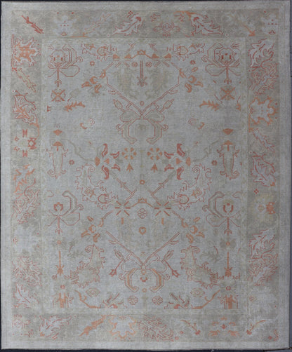 Turkish Oushak with Muted Color Palette and All - Over Design by Keivan Woven Arts. Keivan Woven Arts / rug EN - 5058, country of origin / type: Turkey / Oushak. Measures: 9'6 x 12'7 This sub geometric Oushak rug from Turkey features subdued colors... - Keivan Woven ArtsEN - 5058 - 14464Rug