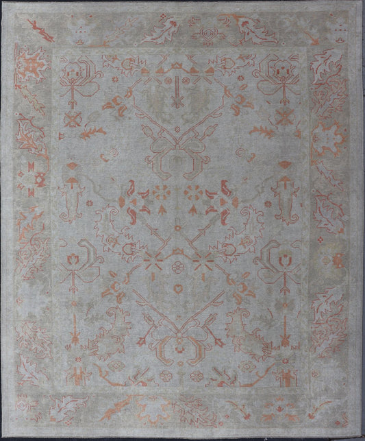 Turkish Oushak with Muted Color Palette and All - Over Design by Keivan Woven Arts. Keivan Woven Arts / rug EN - 5058, country of origin / type: Turkey / Oushak. Measures: 9'6 x 12'7 This sub geometric Oushak rug from Turkey features subdued colors... - Keivan Woven ArtsEN - 5058 - 14464Rug