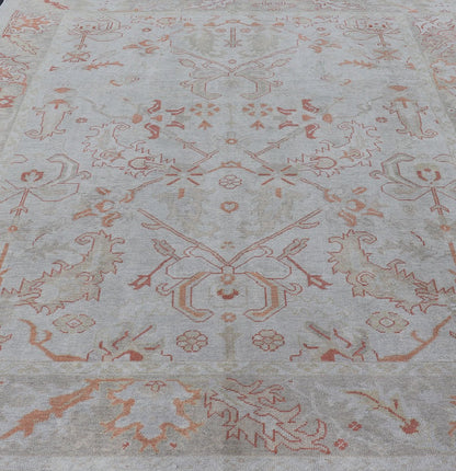 Turkish Oushak with Muted Color Palette and All - Over Design by Keivan Woven Arts. Keivan Woven Arts / rug EN - 5058, country of origin / type: Turkey / Oushak. Measures: 9'6 x 12'7 This sub geometric Oushak rug from Turkey features subdued colors... - Keivan Woven ArtsEN - 5058 - 14464Rug