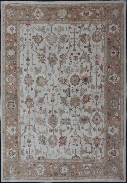 Over - Sized Oushak Turkish Rug With Large Scale Sub Geometric Design Keivan Woven Arts - Large Turkish Oushak rug with array of light and medium tone colors and large scale tribal design, rug EN - 5059, country of origin / type: Turkey / Oushak, 201... - Keivan Woven ArtsEN - 5059 - 14468Rug