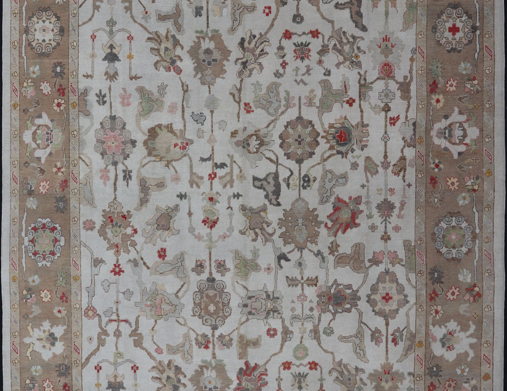 Over - Sized Oushak Turkish Rug With Large Scale Sub Geometric Design Keivan Woven Arts - Large Turkish Oushak rug with array of light and medium tone colors and large scale tribal design, rug EN - 5059, country of origin / type: Turkey / Oushak, 201... - Keivan Woven ArtsEN - 5059 - 14468Rug