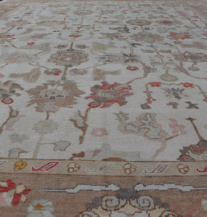 Over - Sized Oushak Turkish Rug With Large Scale Sub Geometric Design Keivan Woven Arts - Large Turkish Oushak rug with array of light and medium tone colors and large scale tribal design, rug EN - 5059, country of origin / type: Turkey / Oushak, 201... - Keivan Woven ArtsEN - 5059 - 14468Rug