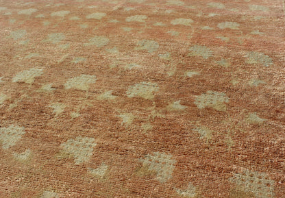 Vintage Turkish Konya Rug with All - Over Rose Design in Tangerine & light green Colors. Keivan Woven Arts/ Rug/ EN - 507, Country/type/ Konya Rug, vintage Turkish rug. Measures: 3'7 x 5'4. This vintage Konya rug, from central Anatolia, poss... - Keivan Woven ArtsEN - 507 - 4422Rug