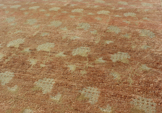 Vintage Turkish Konya Rug with All - Over Rose Design in Tangerine & light green Colors. Keivan Woven Arts/ Rug/ EN - 507, Country/type/ Konya Rug, vintage Turkish rug. Measures: 3'7 x 5'4. This vintage Konya rug, from central Anatolia, poss... - Keivan Woven ArtsEN - 507 - 4422Rug