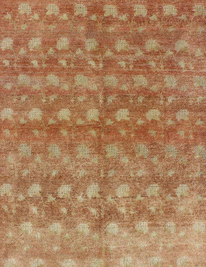 Vintage Turkish Konya Rug with All - Over Rose Design in Tangerine & light green Colors. Keivan Woven Arts/ Rug/ EN - 507, Country/type/ Konya Rug, vintage Turkish rug. Measures: 3'7 x 5'4. This vintage Konya rug, from central Anatolia, poss... - Keivan Woven ArtsEN - 507 - 4422Rug