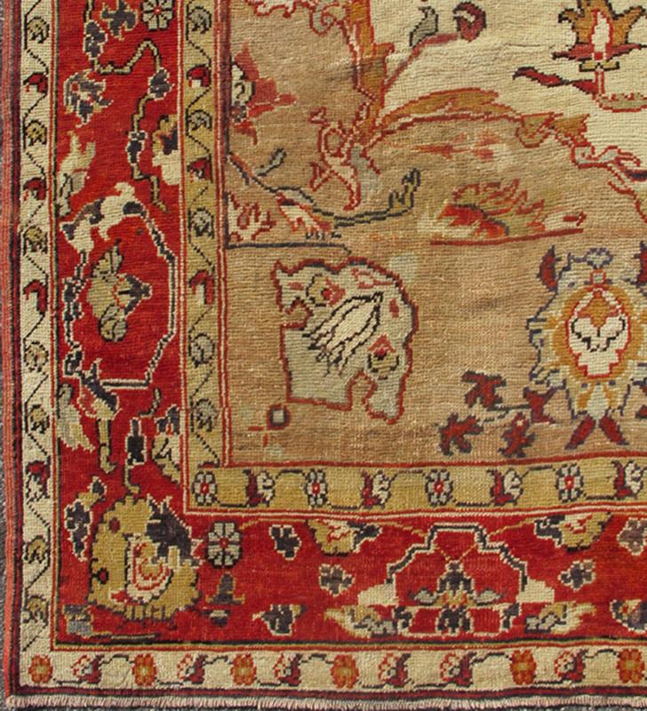 Antique Turkish Sivas Rug with Red, Taupe, Light Green and Cream Colors Antique Turkish Sivas Rug, rug EN - 614, country of origin / type: Turkey / Oushak, circa Mid - 20th Century. Measures: 6'7 x 11'6. This Turkish Sivas/Sevas rug is... - Keivan Woven ArtsEN - 614 - 4838Rug