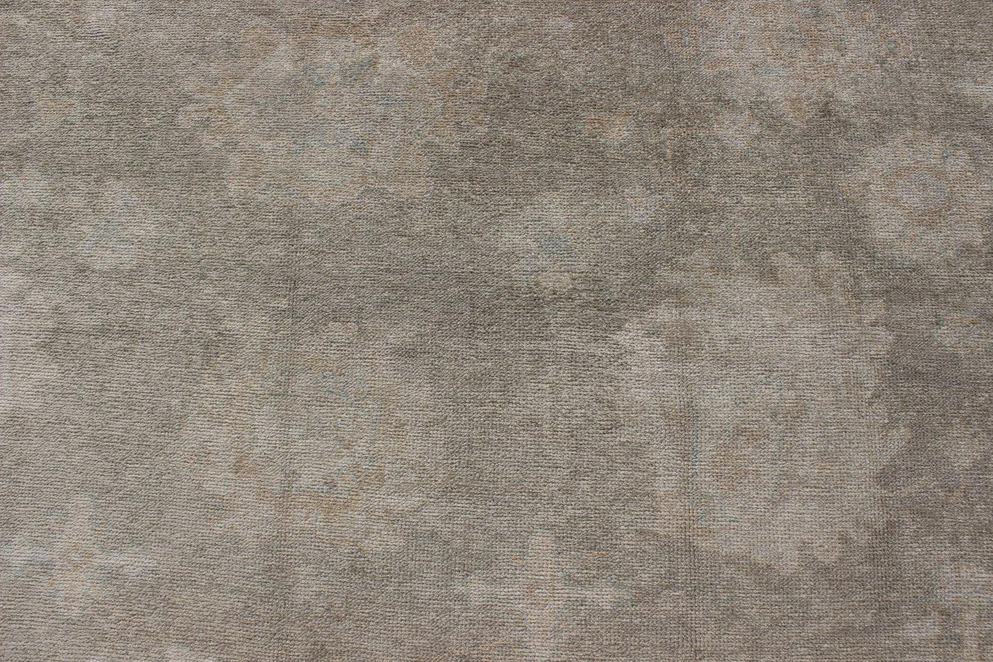 Large Turkish Oushak Rug with Large - Scale All - Over Blossom Design in Taupe, Pale Moss Green and Cream. Large Oushak Rug From Turkey in Light Moss Green, cream & Taupe and touch of light blue colors. Keivan Woven Arts/ rug EN - 637, country of or... - Keivan Woven ArtsEN - 637 - 3618Rug