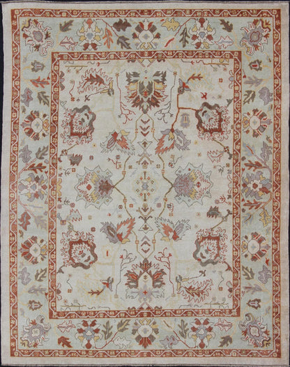 Turkish Oushak Rug with Muted Color. Measures: 10'1 x 12'5. This traditional Oushak rug from Turkey features a subdued, neutral color palette and an all - over design of floral shapes, surrounded beautifully by an all - encompassing, complementary bo... - Keivan Woven ArtsEN - 649 - 4858Rug