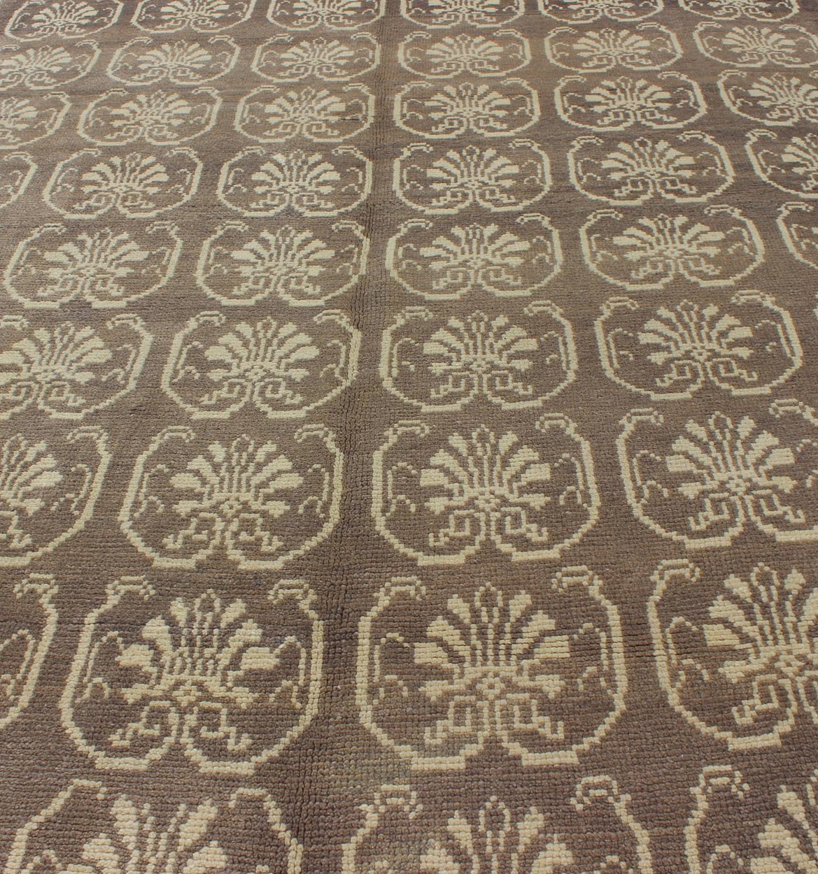 All - Over Design Vintage Turkish Tulu Carpet with Cream and Gray/Aubergine All - Over Design Vintage Turkish Tulu Carpet rug/en - 653 origin/turkey This Tulu carpet features all - over cream paisley medallions laid across a gray/Aubergine field.... - Keivan Woven ArtsEN - 653 - 3445Rug