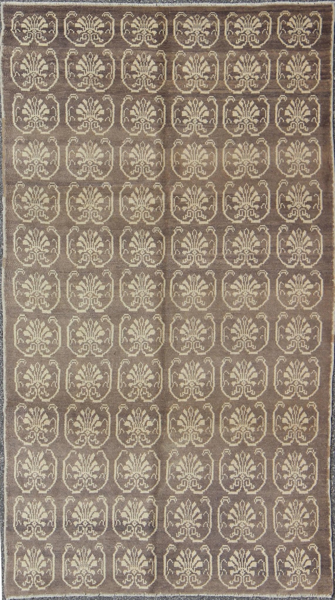 All - Over Design Vintage Turkish Tulu Carpet with Cream and Gray/Aubergine All - Over Design Vintage Turkish Tulu Carpet rug/en - 653 origin/turkey This Tulu carpet features all - over cream paisley medallions laid across a gray/Aubergine field.... - Keivan Woven ArtsEN - 653 - 3445Rug