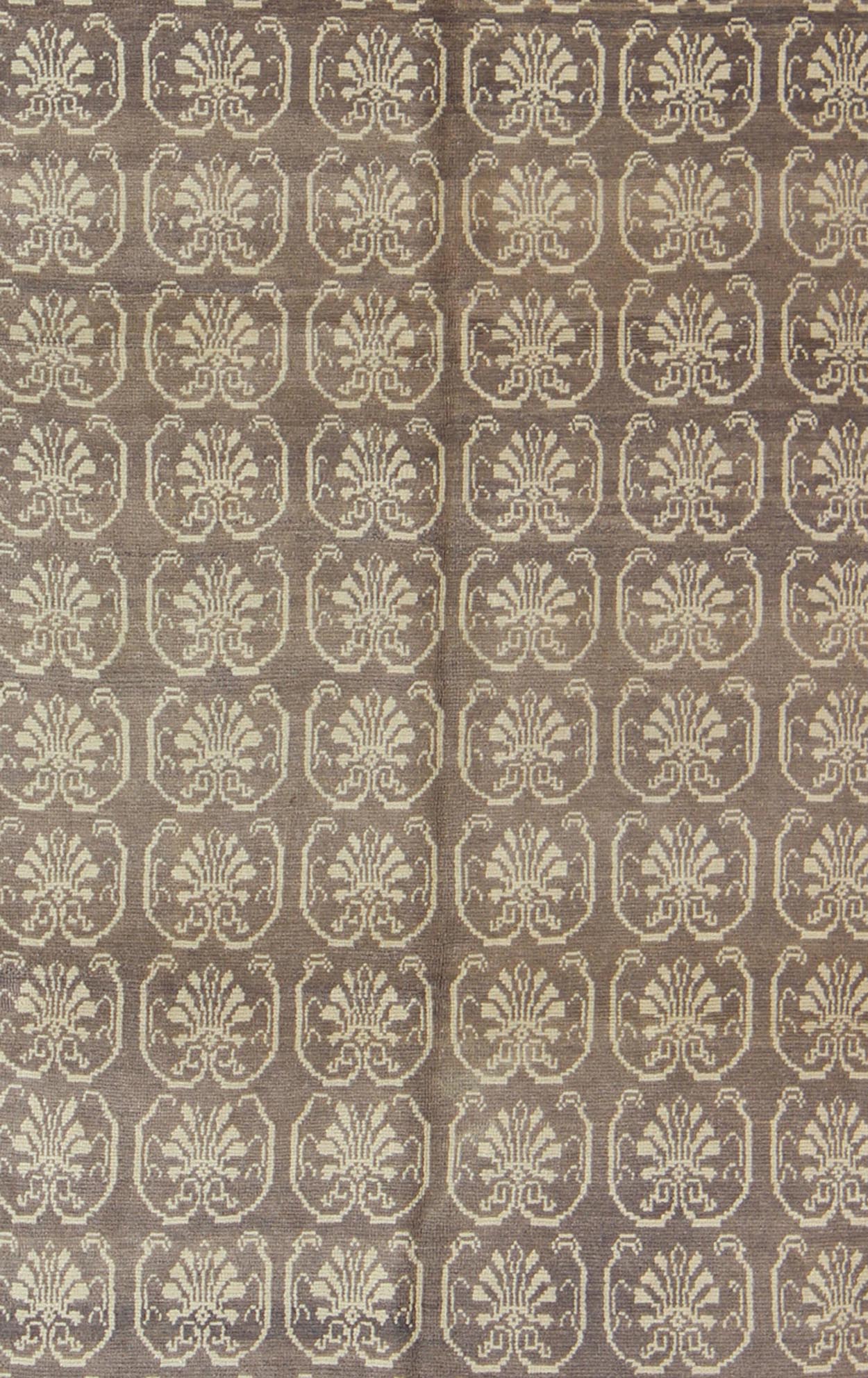 All - Over Design Vintage Turkish Tulu Carpet with Cream and Gray/Aubergine All - Over Design Vintage Turkish Tulu Carpet rug/en - 653 origin/turkey This Tulu carpet features all - over cream paisley medallions laid across a gray/Aubergine field.... - Keivan Woven ArtsEN - 653 - 3445Rug