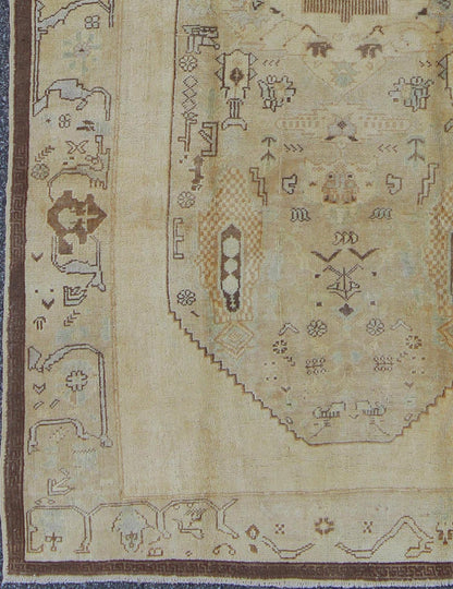 Vintage Turkish Oushak Carpet with Tribal Figures in an Earthy Color Palette Vintage Turkish Oushak Carpet with Tribal Figures in an Earthy Color Palette rug/en - 654 origin/ turkey kwarugs This vintage Turkish Oushak rug features an earthy... - Keivan Woven ArtsEN - 654 - 3820Rug