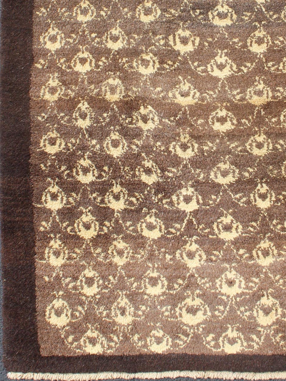 Vintage Turkish Tulu Carpet with Light Yellow and Brown All - Over Design All - Over Design Vintage Turkish Tulu Carpet in Brown rug/en - 680 origin/turkey kwarugs Its brown ground is home to an all - over floral design rendered in various sha... - Keivan Woven ArtsEN - 680 - 4458Rug