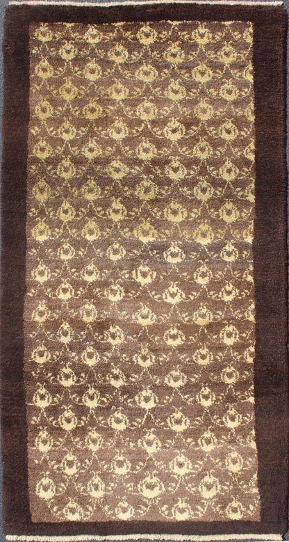 Vintage Turkish Tulu Carpet with Light Yellow and Brown All - Over Design All - Over Design Vintage Turkish Tulu Carpet in Brown rug/en - 680 origin/turkey kwarugs Its brown ground is home to an all - over floral design rendered in various sha... - Keivan Woven ArtsEN - 680 - 4458Rug