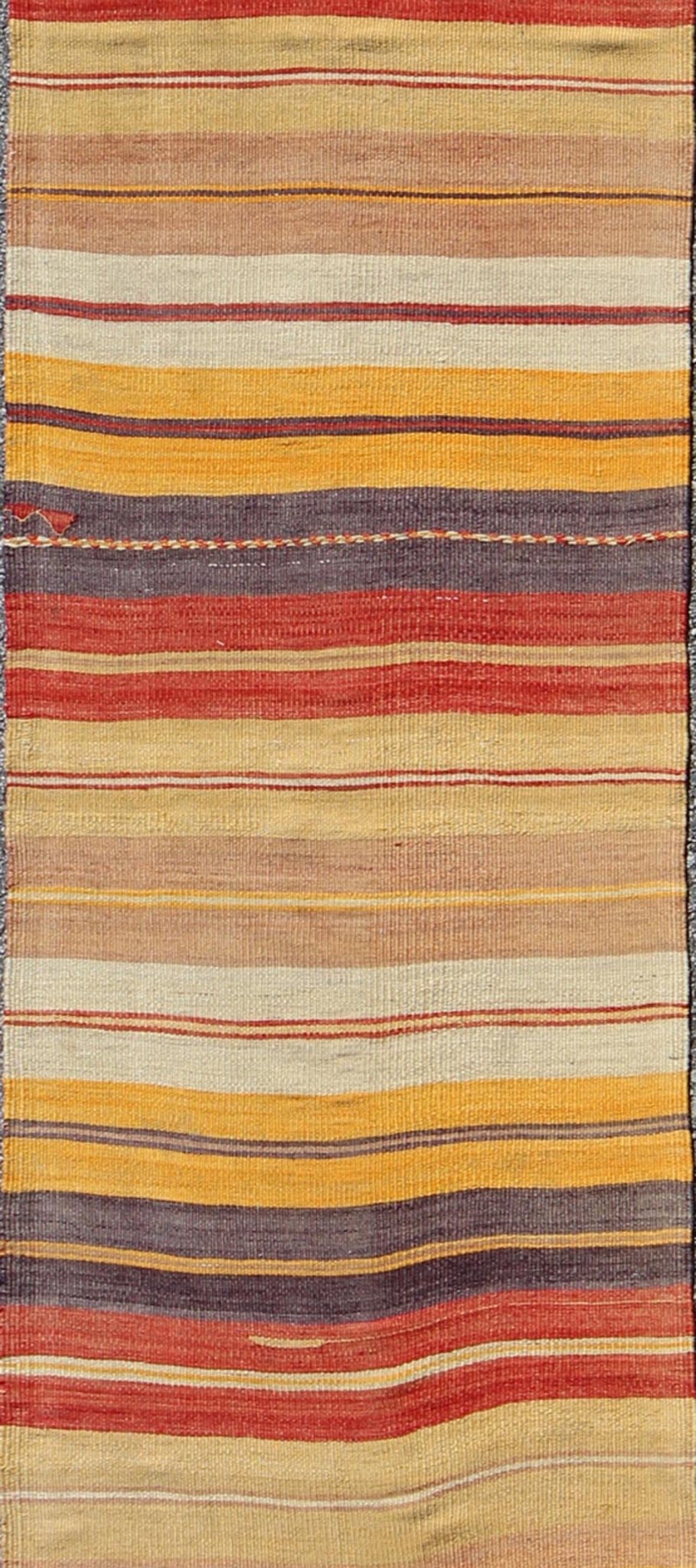 Keivan Woven Arts, En - 775, 1930s Vintage Turkish Flat - Weave Kilim Runner Colorful Vintage Turkish Kilim Rug with Horizontal Stripe Design, rug en - 775, country of origin / type: Turkey / Kilim, circa mid - 20th century Featuring a repeating hor... - Keivan Woven ArtsEN - 775 - 3461Rug
