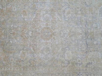 Gray Faded Vintage Fine Turkish Sivas Rug With Floral Motifs and Medallion With a Light Tan Field. Keivan Woven Arts / rug EN - 777, country of origin / type: Turkey / Oushak, circa mid - 20th century. Measures: 5'1 x 7'10. Fine Sivas rugs from weste... - Keivan Woven ArtsEN - 777 - 3856Rug