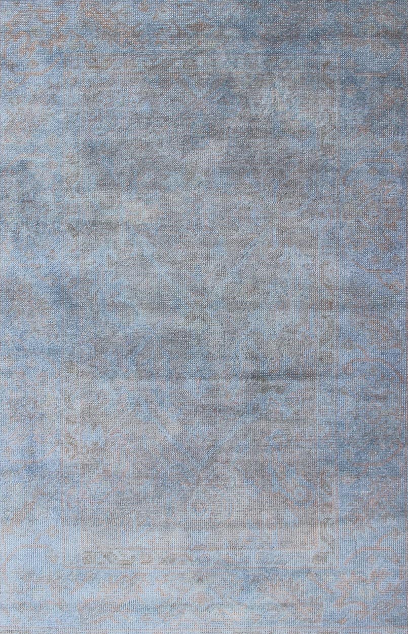 Keivan Woven Arts, Vintage Turkish Over - Dyed Rug With Blue With Faded Brown, vintage oushak, blue oushak, Over dye rug kwarugs / En - 819, Turkish Oushak over - dyed in blue color with tan and brown This Turkish carpet with a classical composition ... - Keivan Woven ArtsEN - 819 - 11733Rug