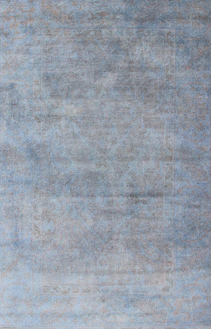 Keivan Woven Arts, Vintage Turkish Over - Dyed Rug With Blue With Faded Brown, vintage oushak, blue oushak, Over dye rug kwarugs / En - 819, Turkish Oushak over - dyed in blue color with tan and brown This Turkish carpet with a classical composition ... - Keivan Woven ArtsEN - 819 - 11733Rug