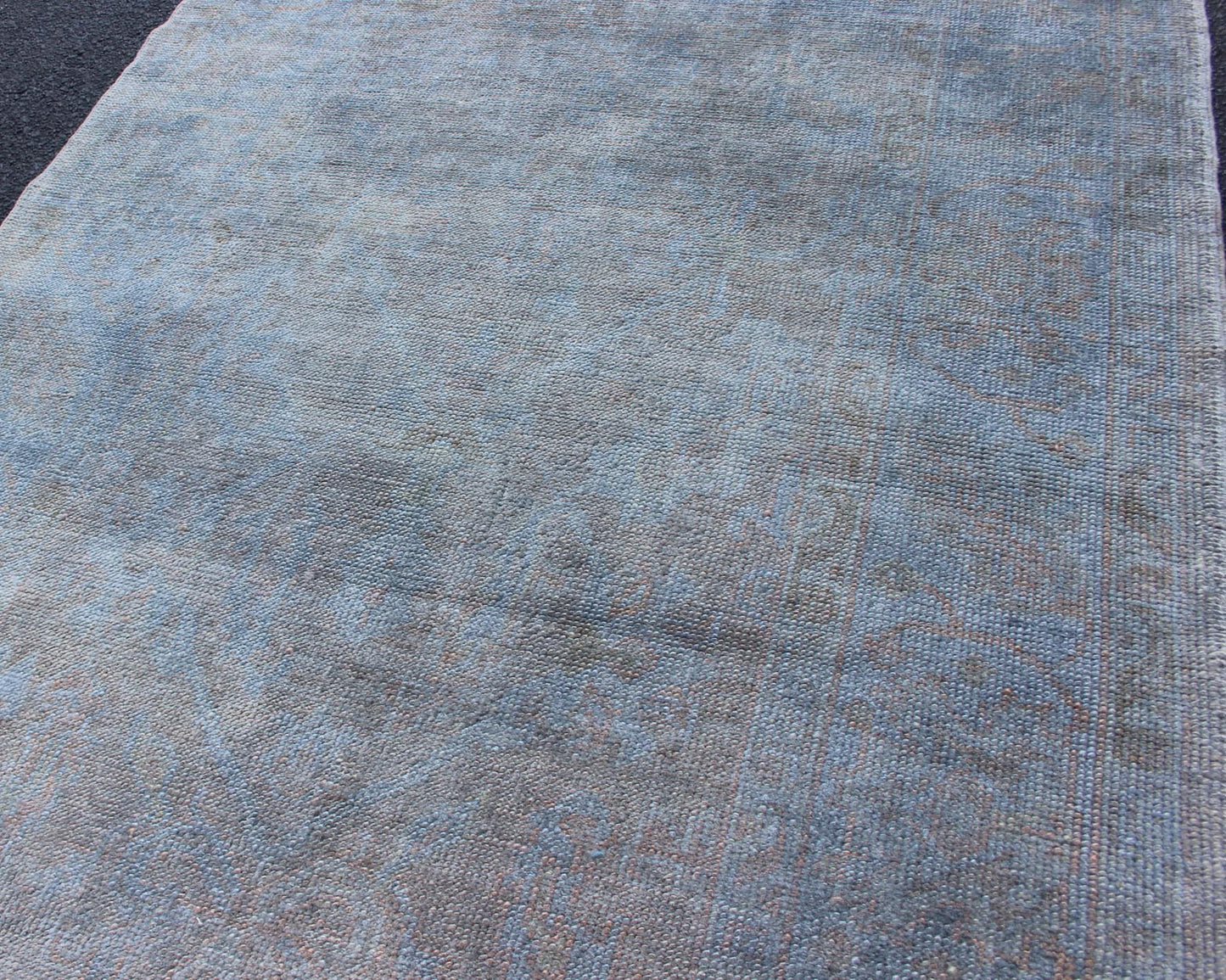 Keivan Woven Arts, Vintage Turkish Over - Dyed Rug With Blue With Faded Brown, vintage oushak, blue oushak, Over dye rug kwarugs / En - 819, Turkish Oushak over - dyed in blue color with tan and brown This Turkish carpet with a classical composition ... - Keivan Woven ArtsEN - 819 - 11733Rug