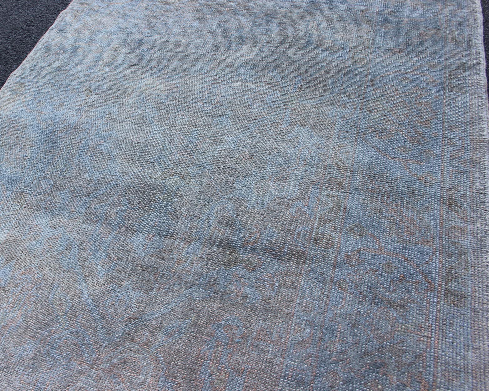 Keivan Woven Arts, Vintage Turkish Over - Dyed Rug With Blue With Faded Brown, vintage oushak, blue oushak, Over dye rug kwarugs / En - 819, Turkish Oushak over - dyed in blue color with tan and brown This Turkish carpet with a classical composition ... - Keivan Woven ArtsEN - 819 - 11733Rug